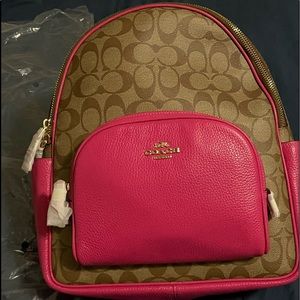 Authentic Coach backpack: signature coated canvas and refined pebble leather